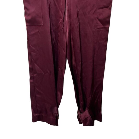 Babaton Satin Cargo Pants Women’s Size 00 Burgundy Utility Trousers Y2K - Picture 4 of 14